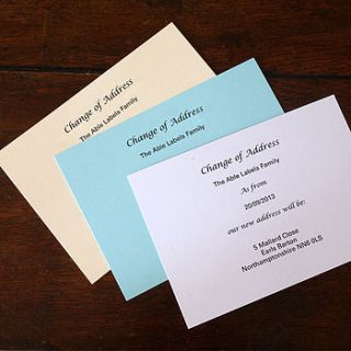 change of address cards and 50 envelopes by able labels