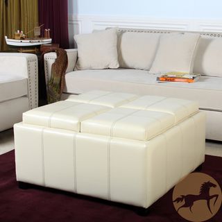 Christopher Knight Home Dartmouth Four Sectioned Cream Bonded Leather Cube Storage Ottoman Christopher Knight Home Ottomans