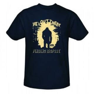 Finding Bigfoot Hes Out There T Shirt   Navy Clothing