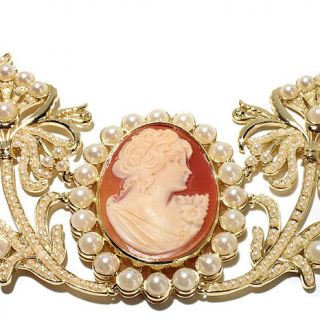 AMEDEO NYC® "Cameo Appearance" 40mm Multigemstone Cameo Goldtone 17" Bib Ne