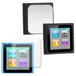 Black Silicone Case/ Screen Protector for Apple iPod Nano 6th Generation Eforcity Cases
