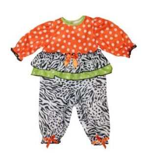 Laura Dare Baby Girls Dotted & Zebra Fall Harvest Jumpsuit PJ's Infant And Toddler Rompers Clothing