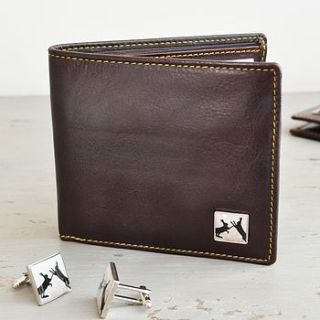 boxing hares brown leather wallet by primrose & plum