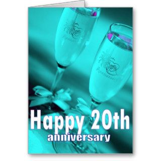 20th wedding anniversary champagne celebration greeting cards