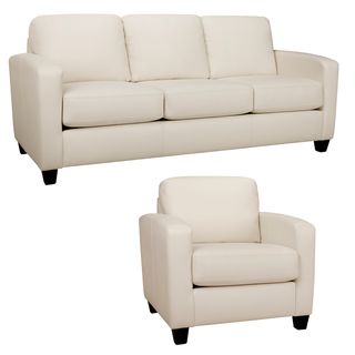 Bryce White Italian Leather Sofa and Chair Sofas & Loveseats