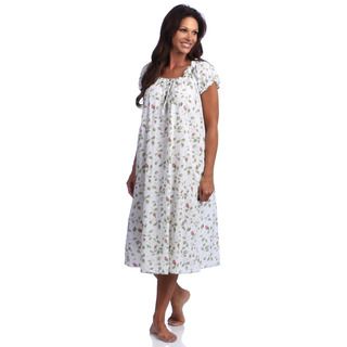 La Cera Women's Cotton Print Gown Mint La Cera Pajamas & Robes