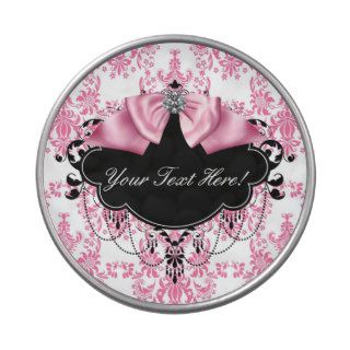 Pink and Black Damask Baby Shower Mint Candy Jelly Belly Candy Tin