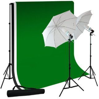 Photography Umbrella Continuous Light Kit Black White Chromakey Green Muslin Portrait Studio Lighting Kit by Limo Pro Studio, LMS114  Photographic Lighting Umbrellas  Camera & Photo