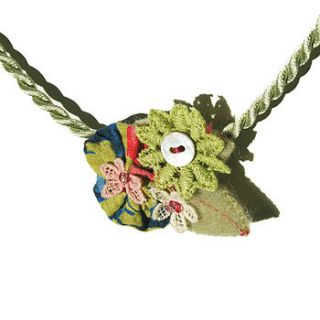 yarn flower necklace by julianna grove