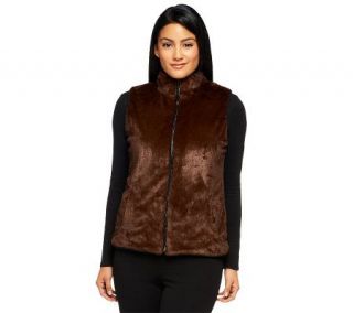 Joan Rivers Reversible Faux Fur Vest with Pockets —