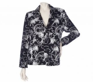 Susan Graver Cotton Soutache Button Front Fully Lined Jacket —