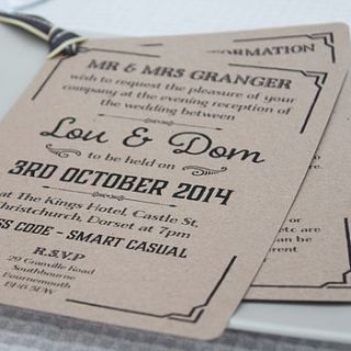 gatsby style wedding evening invitation by lou brown designs