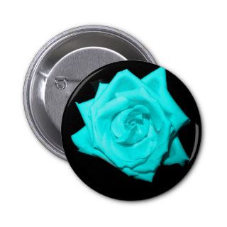 Teal aqua colored rose solid black background pin