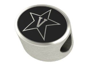 Vanderbilt University Commadores College Bead Fits Most Pandora Style Bracelets Including Pandora, Chamilia, Biagi, Zable, Troll and More. This High Quality Bead is Made In The U.S.A. And Is In Stock for Immediate Shipping Jewelry