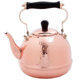 Solid Copper Hammered 2 quart Tea Kettle with Wood Handle Old Dutch Tea Kettles/Teapots