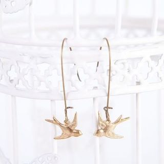 golden bird long earrings by gama