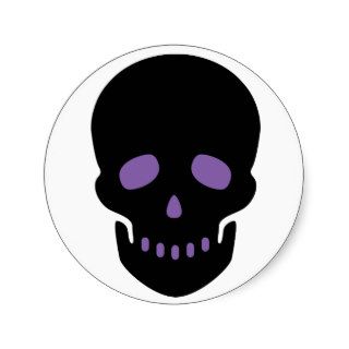 Black and Purple Skull Round Stickers
