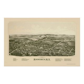 Rhinebeck, NY Panoramic Map   1890 Print