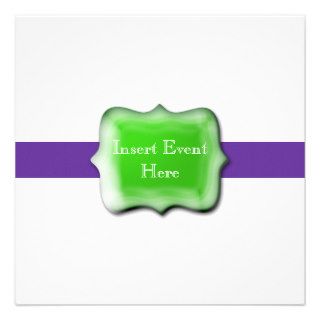 Purple green white engagement wedding personalized invitations