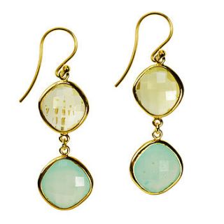 cressida earrings aqua & lemon quartz by flora bee
