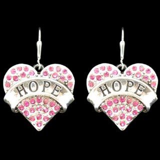 From the Heart Deep Pink Crystal Rhinestone Heart Earrings with HOPE Engraved across the CenterRhinestones Sparkling  Wonderful Gift for any Woman who is Sick, Depressed,or Enduring the Stress & Sad Emotions around Divorce, Death, or Loss.It's a 