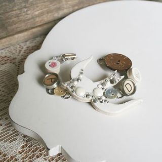 personalised ceramic crystal swallow bracelet by cherry pie lane