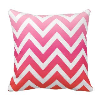 Pink White Ombré Chevron Zigzag Stripes Pillow