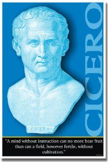 Ancient Rome Cicero Quote "A Mind Without Instruction Can No More Bear Fruit Than Can a Field, However Fertile, Without Cultivation, " Classroom Poster  Prints  