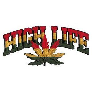 Novelty Iron on Patch   Weed Indeed High Life   Bold Rasta Colors with Pot Leaf Applique Clothing