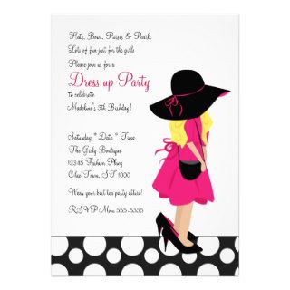 Pink Dress Up Party Custom Announcement