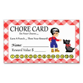 Kids Chore Punch Card Business Card