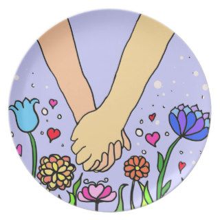 Romantic Holding Hands   dating / anniversary gift Party Plates