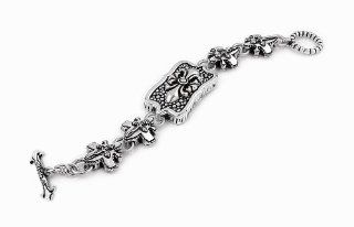 Sterling Silver Twisted Blade Fleur De Lis Link Id Bracelet 9 Jewelry
