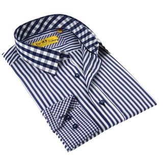 Brio Navy Stitched Collar Men's Shirt COOGI Casual Shirts