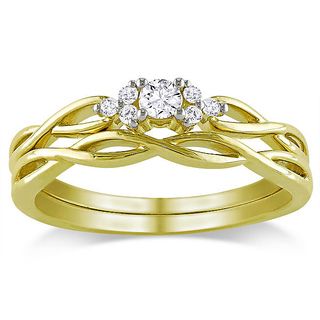 Miadora 10k Yellow Gold 1/6ct TDW 2 Piece Diamond Ring Set (G H, I2 I3) Miadora Bridal Sets