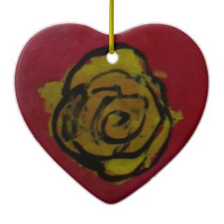 Yellow Rose Red Color Kids Art Abstract Painting Ornament