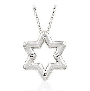 925 Sterling Silver Star of David Pendant with Round Cut Clear CZ Accents Jewelry