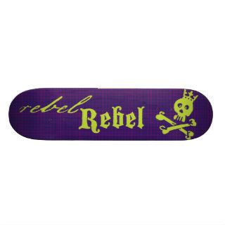 Rebel Rebel Punk Plaid Green Skull Skateboard