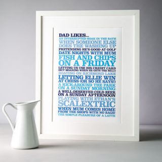 personalised 'likes' poster print by rosie robins