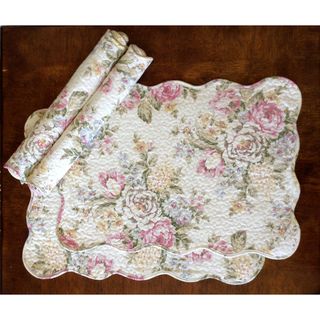 Pretty Peony Quilted Cotton Placemats (Set of 4) Table Linens