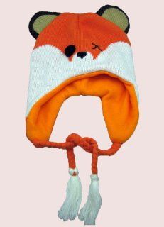 Winking Orange Fox Knit Hat Animal Trapper Trooper Ski Cap Hat Ear Warmer Flaps  Other Products  