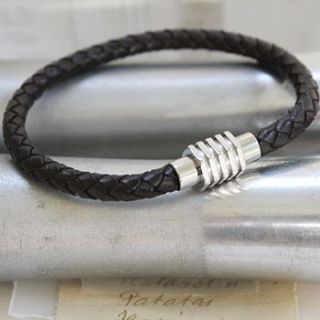 mens leather bracelet with contempoary clasp by zamsoe