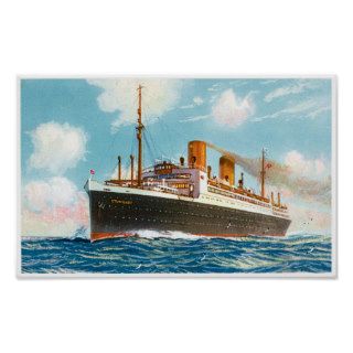 S.S. Stuttgart Vintage Passenger Ship Steamships Poster
