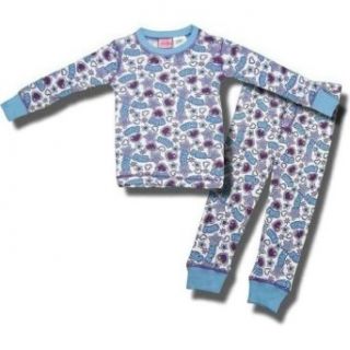 Purple and Blue "Hearts and Stars" Thermal Pajamas for Girls   7/8 Clothing