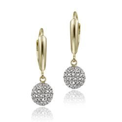 DB Designs 18k Yellow Gold over Silver Diamond Accent Leverback Ball Earrings DB Designs Diamond Earrings
