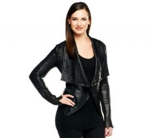 G.I.L.I. Pieced Leather Jacket with Ribbed Arm Panel —