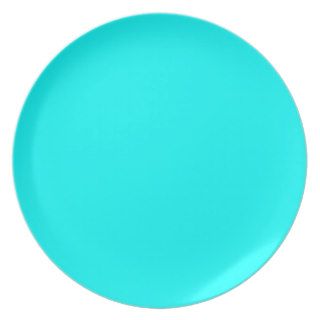 Neon Blue Teal Light Bright Fashion Color Trend Dinner Plates