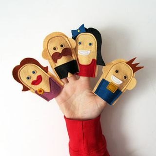 handmade happy family finger puppets by thebigforest