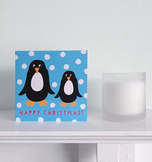 happy christmas penguin card by toby tiger