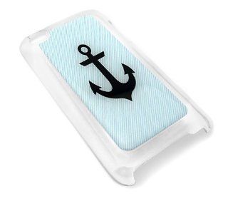 Blue and White Striped Anchor Sea Life Captain Snap on Clear iPod Touch 4/4G/4th Generation Cover Carrying Case   Players & Accessories